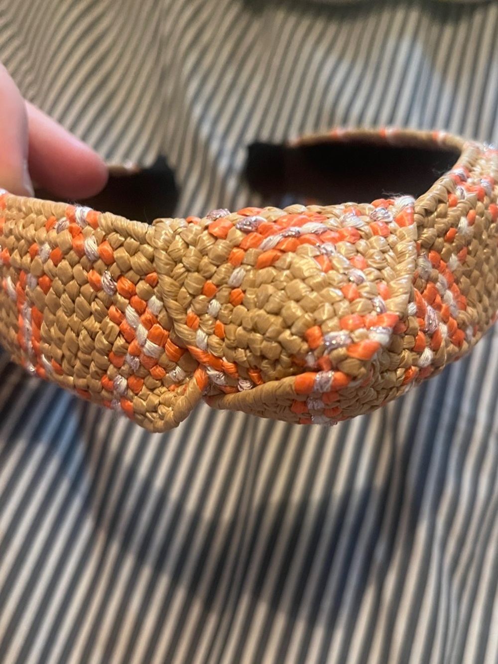 Woven Tan and Orange Knotted Headband